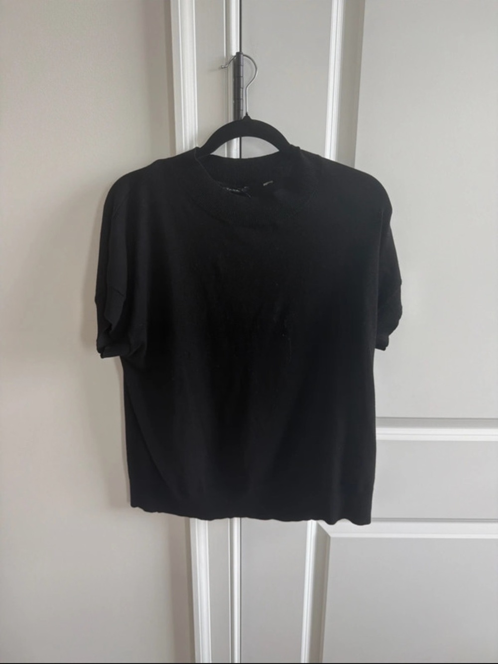 Tahari Black Short-Sleeve Crewneck Tee